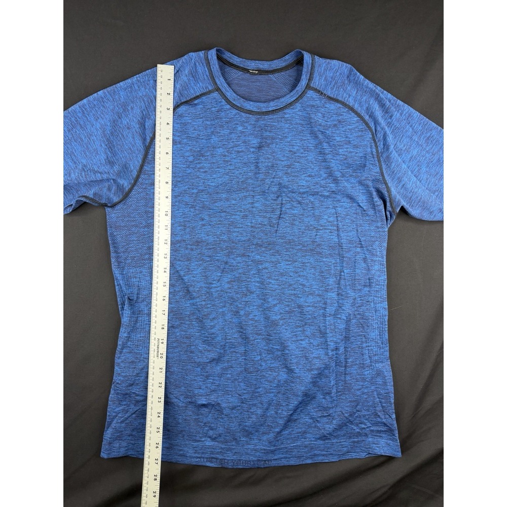 Lululemon Metal Vent Tech Blue Heather Short Sleeve Athletic Shirt Men's, L - Picture 5 of 7